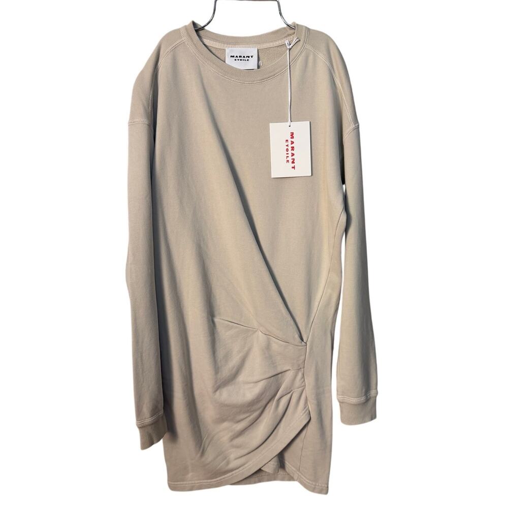 Isabel Marant Etoile NWT Pipper Ecru Draped Sweatshirt Dress Size 36 US 4